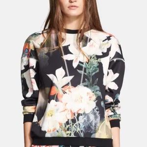 NWOT Ted Baker opulent bloom floral print pullover